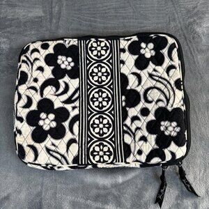 Vera Bradley Laptop Sleeve Floral Black & White 14"x11.5" Full Zip Inside Pocket